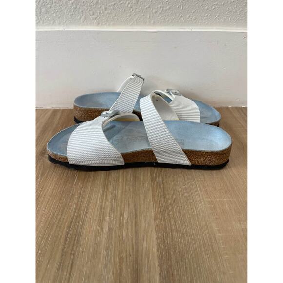 Birki's Birkenstock Blue White Stripe Aziza Double Strap Sandals Women’s Size 6 - Picture 5 of 10